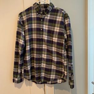 Blue Green plaid Flannel J.Crew button-down, large